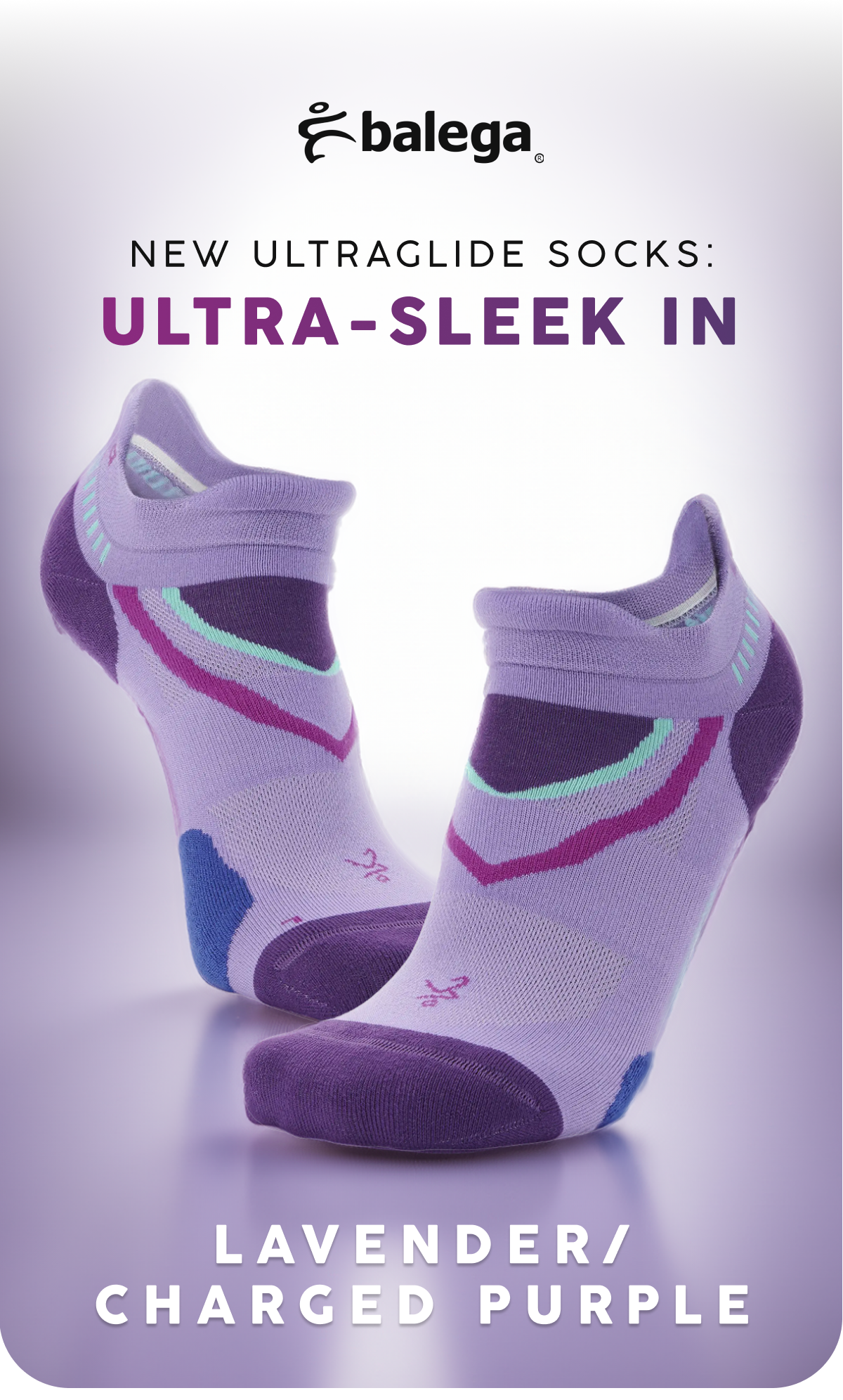 NEW UltraGlide Socks: Ultra-sleek in Lavender/Charged Purple